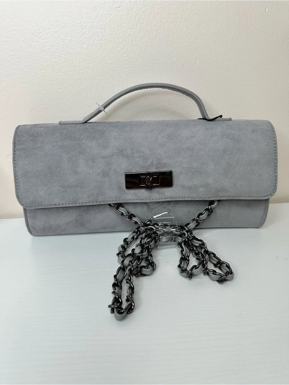 Steve Madden Gray Suede Clutch Bag